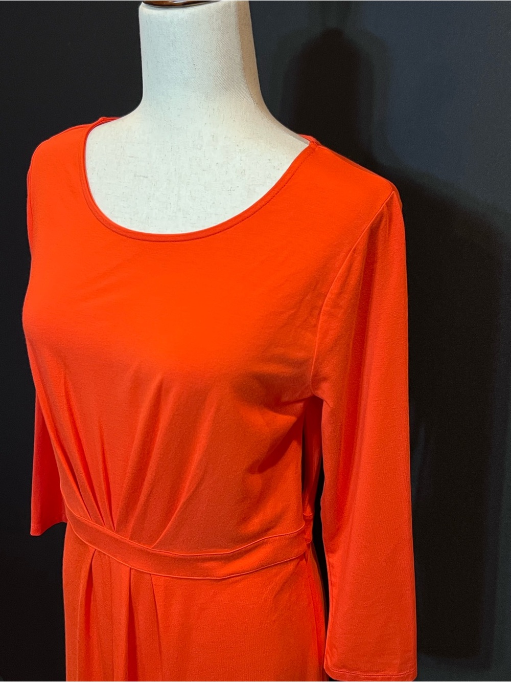 Talbots Bright Orange Long-Sleeve A-Line Jersey Dress - Picture 3 of 7